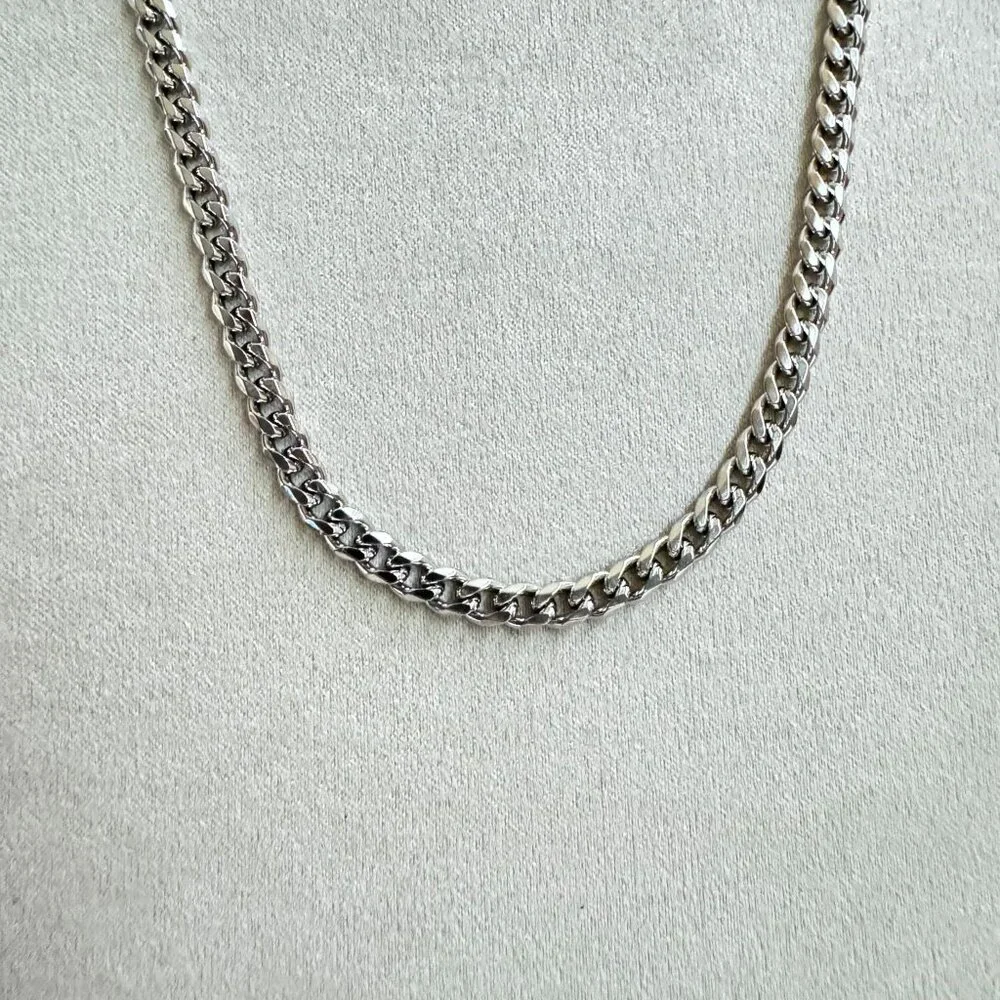 Nike + Swoosh Necklace - 5mm Cuban - 22" Silver Cuban Chain - Picture 2 of 3